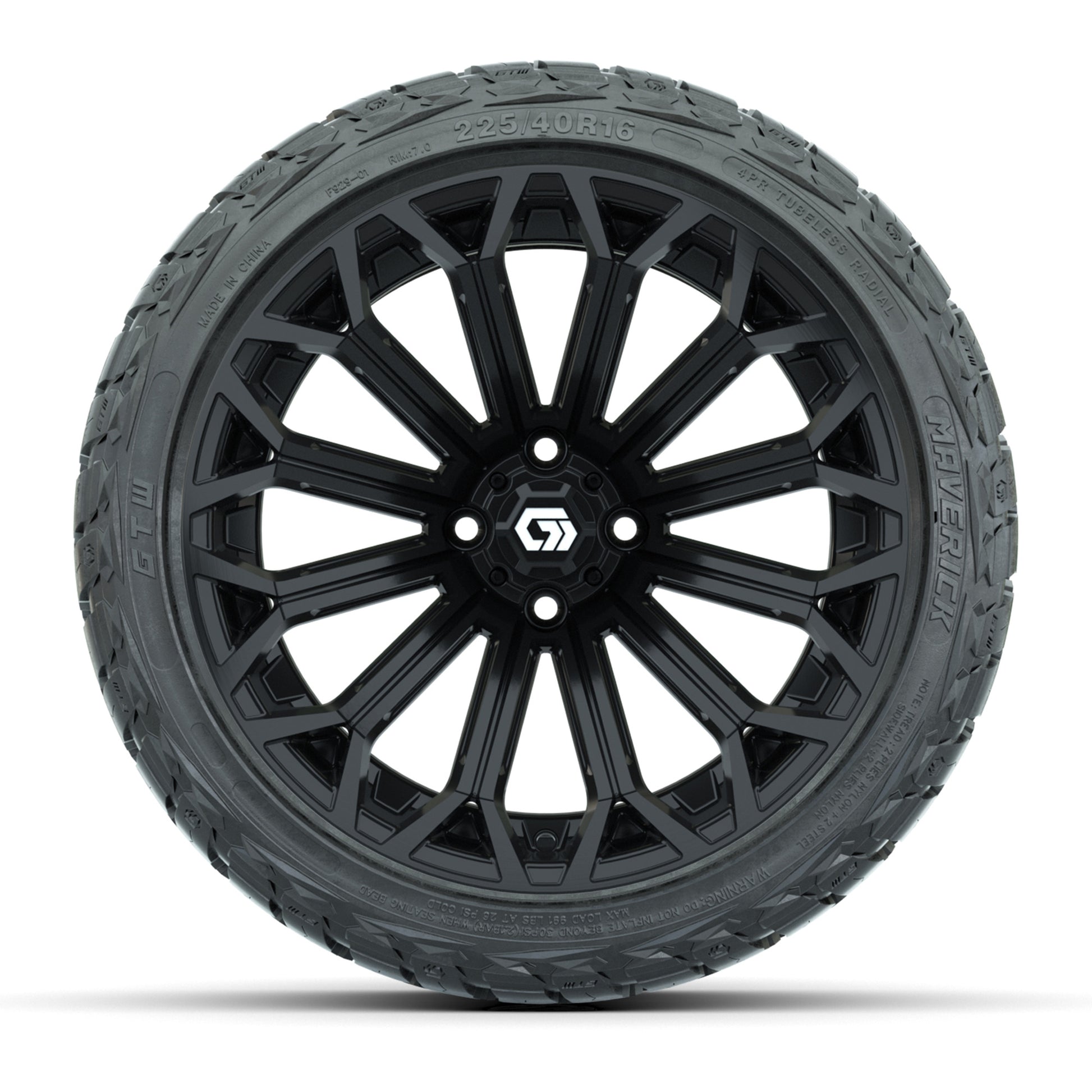 GTW Phantom Gloss Black 16 in Wheels with 225/40-R16 Maverick Hybrid Tires – Full Set