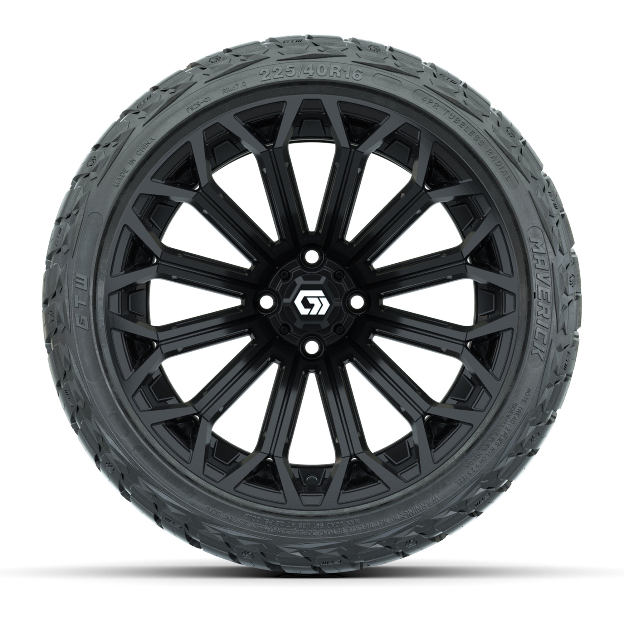 GTW Phantom Gloss Black 16 in Wheels with 225/40-R16 Maverick Hybrid Tires – Full Set