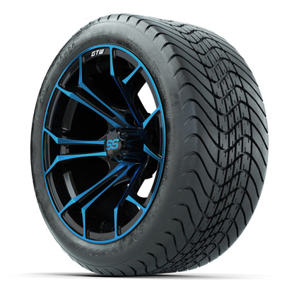 GTW Spyder Black/Blue 14 in Wheels with 225/30-14 Mamba Stre - 3/4 view