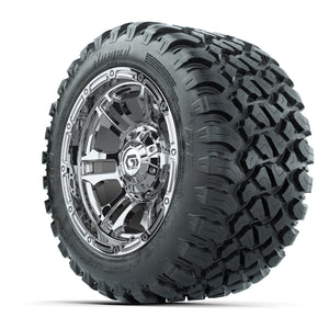 GTW® Shogun Chrome 12 in Wheels with 22X11-R12 Nomad Steel Belt Radial All-Terrain Tires – Full Set