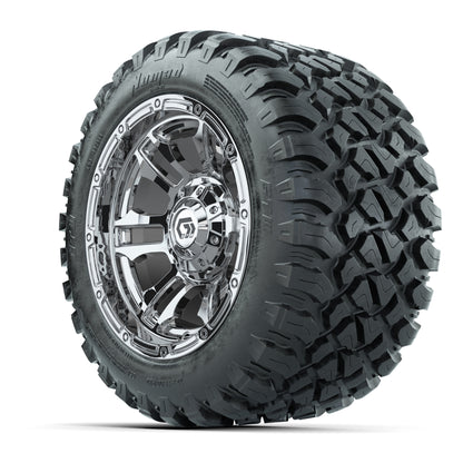 GTW® Shogun Chrome 12 in Wheels with 22X11-R12 Nomad Steel Belt Radial All-Terrain Tires – Full Set