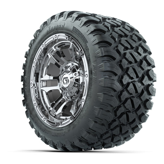 GTW® Shogun Chrome 12 in Wheels with 22X11-R12 Nomad Steel Belt Radial All-Terrain Tires – Full Set