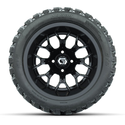 GTW Assault Gloss Black 14 in Wheels with 23X10-R14 Nomad Steel Belt Radial All-Terrain Tires – Full Set