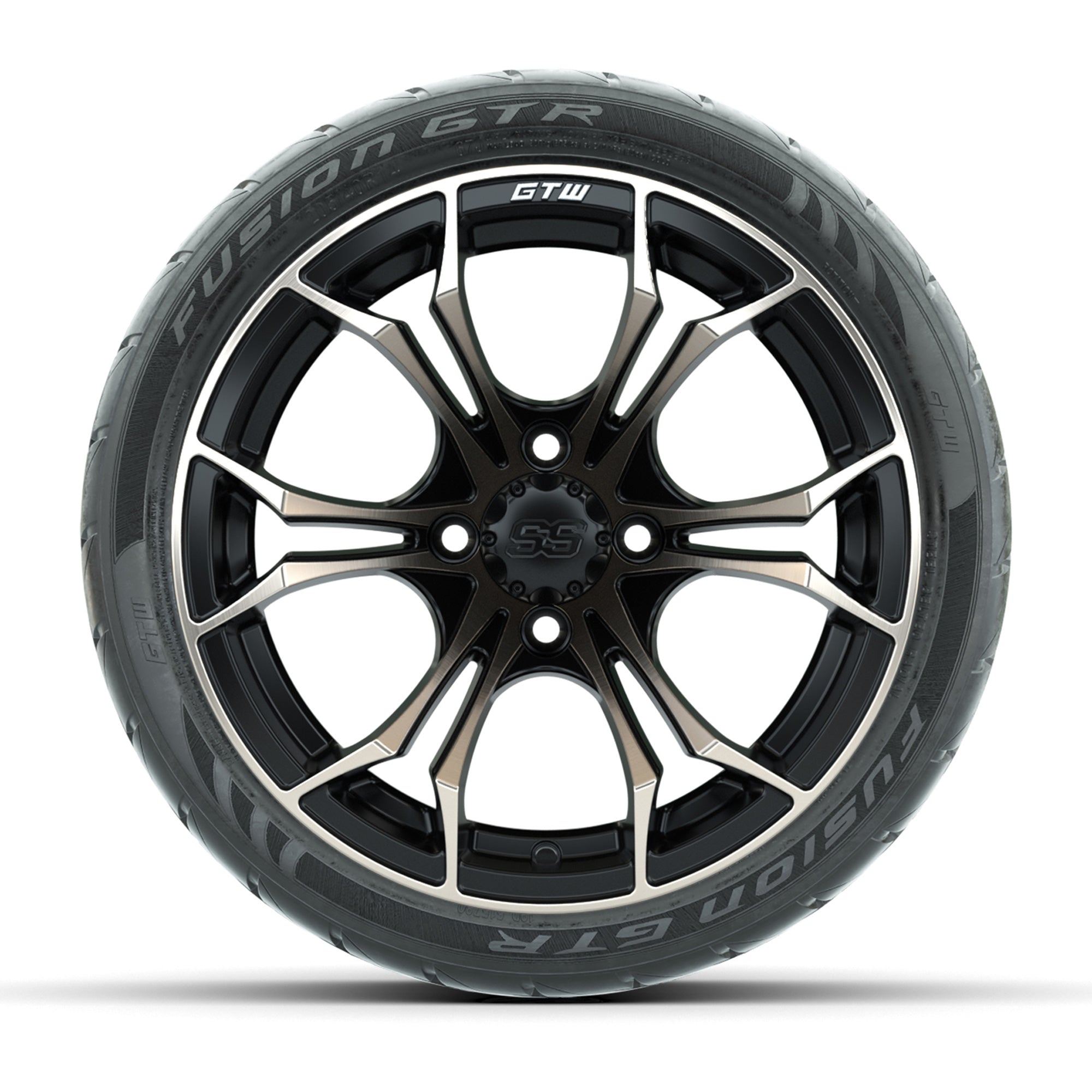 GTW® Spyder Matte Black/Bronze 14 in Wheels with 205/40-R14  - 3/4 view