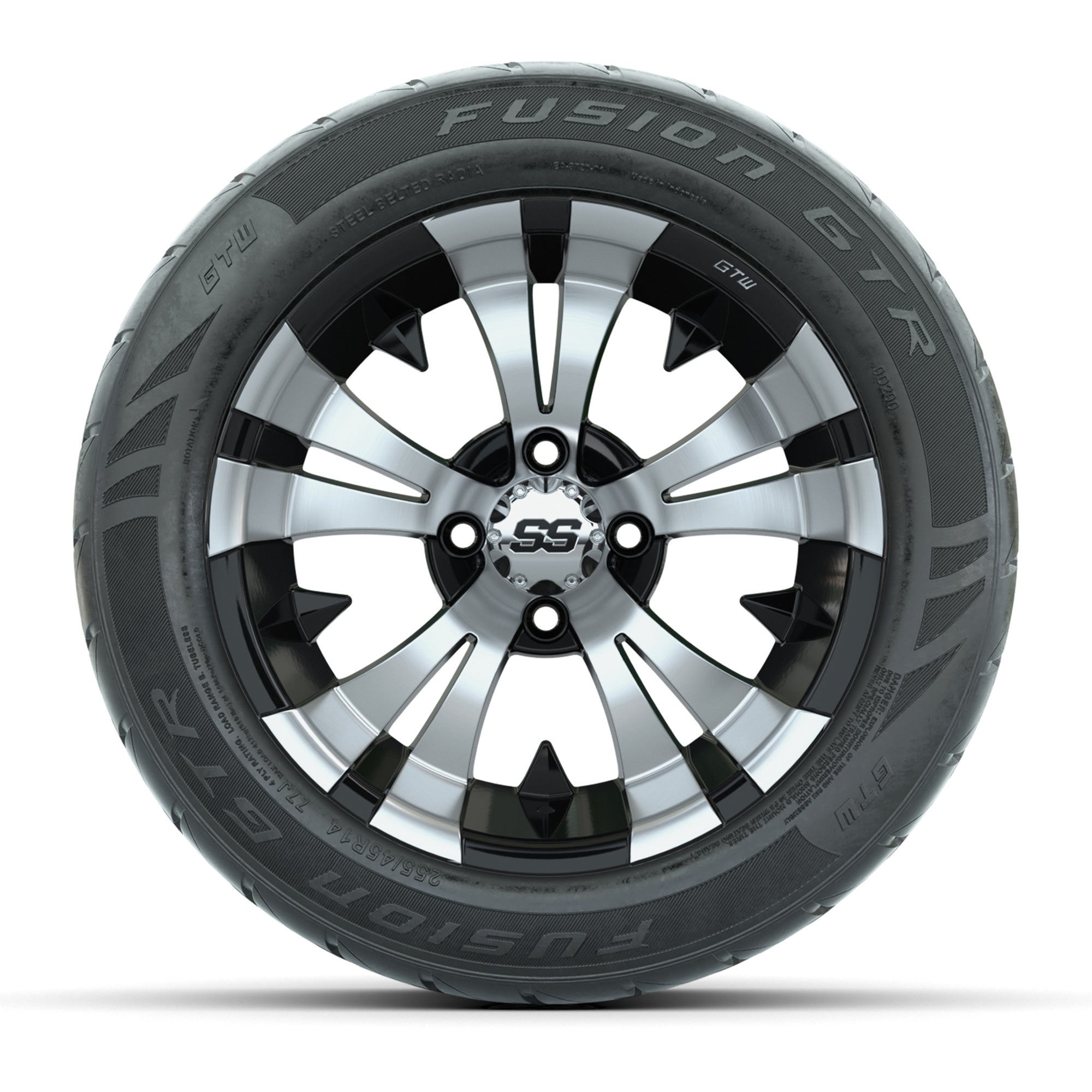 GTW® Vampire Black/Machined 14 in Wheels with 255/45-R14 Fus - 3/4 view