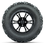 GTW Spyder Matte Black 14 in Wheels with 25x10-14 Barrage Mu - front view
