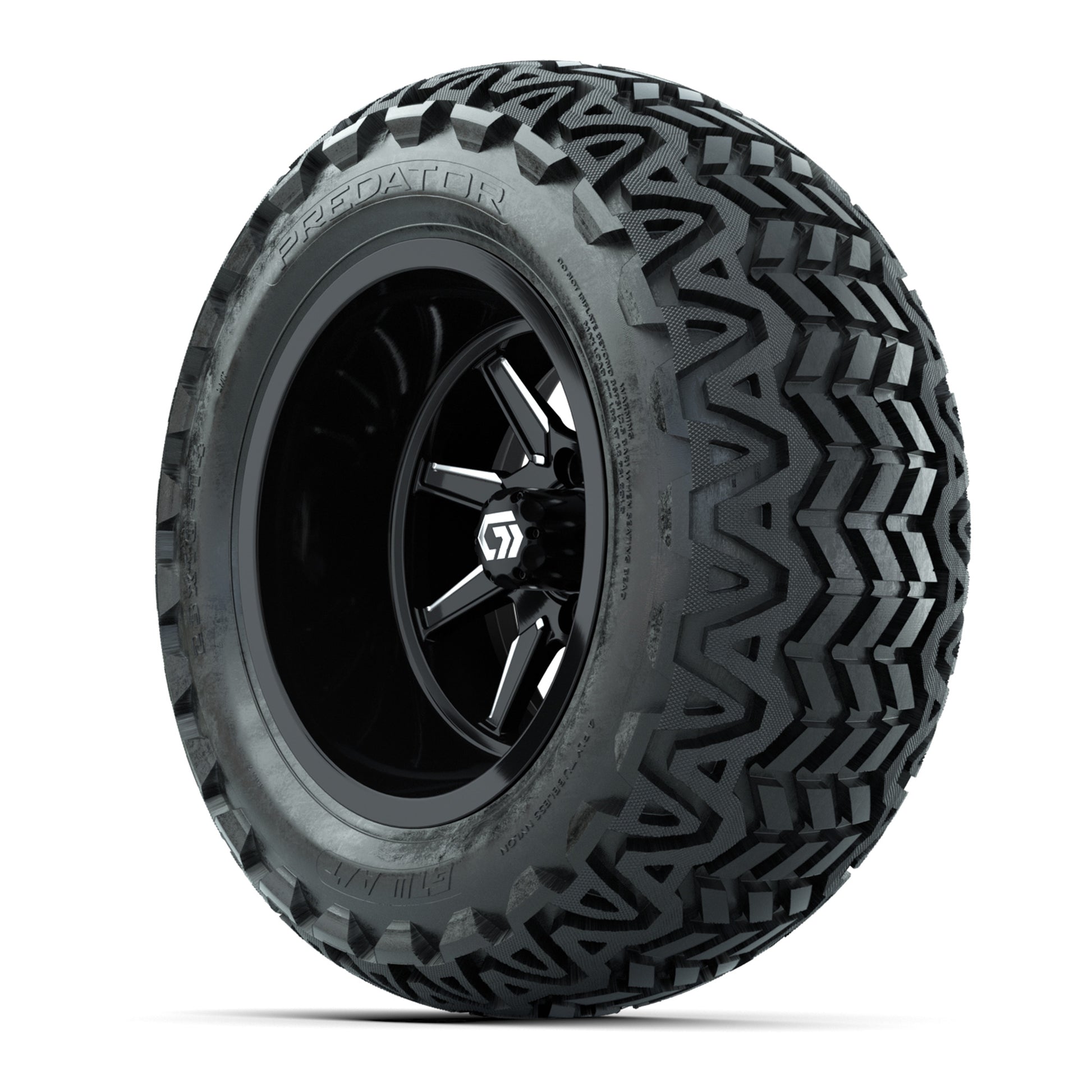 GTW Reaper Black/Machined 14 in Wheels with 23X10-14 Predator All-Terrain Tires – Full Set