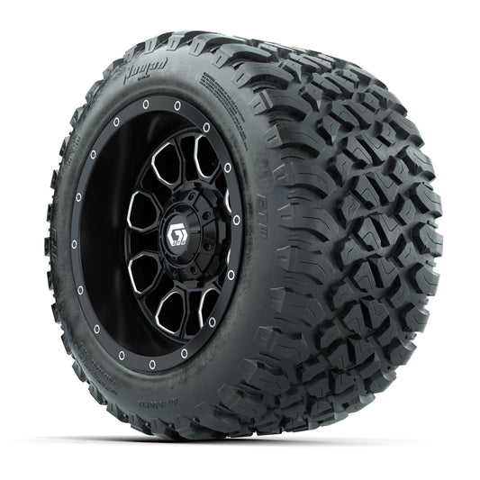 GTW® Volt Black/Machined 12 in Wheels with 20X10-12 Nomad Steel Belt Radial All-Terrain Tires – Full Set