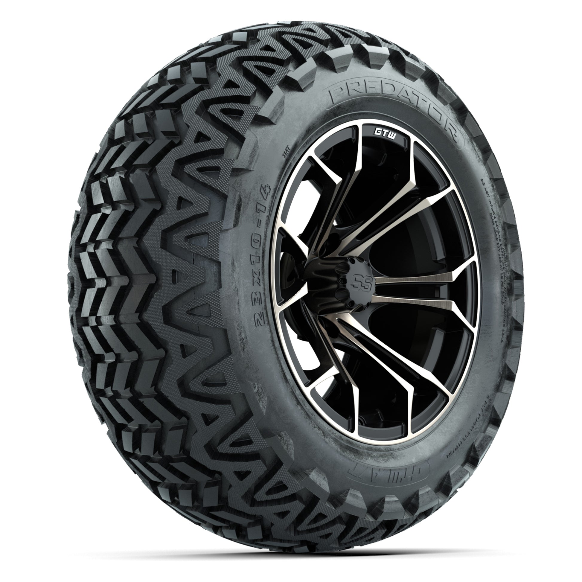 GTW Spyder Matte Black/Bronze 14 in Wheels with 23X10-14 Predator All-Terrain Tires – Full Set