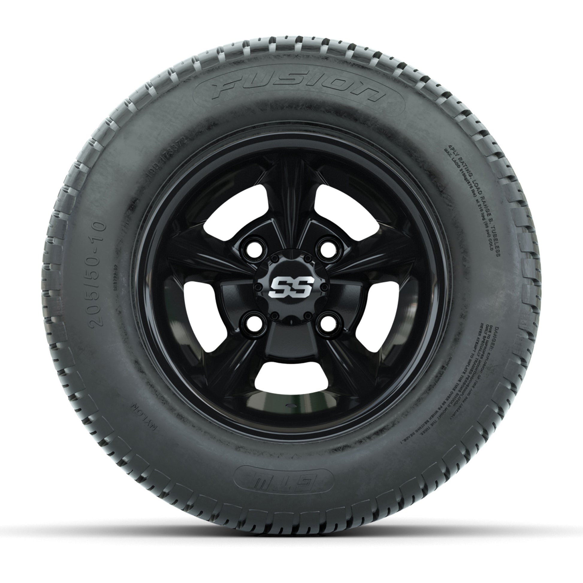 GTW Godfather Black 10 in Wheels with 205/50-10 Fusion Street Tires – Full Set