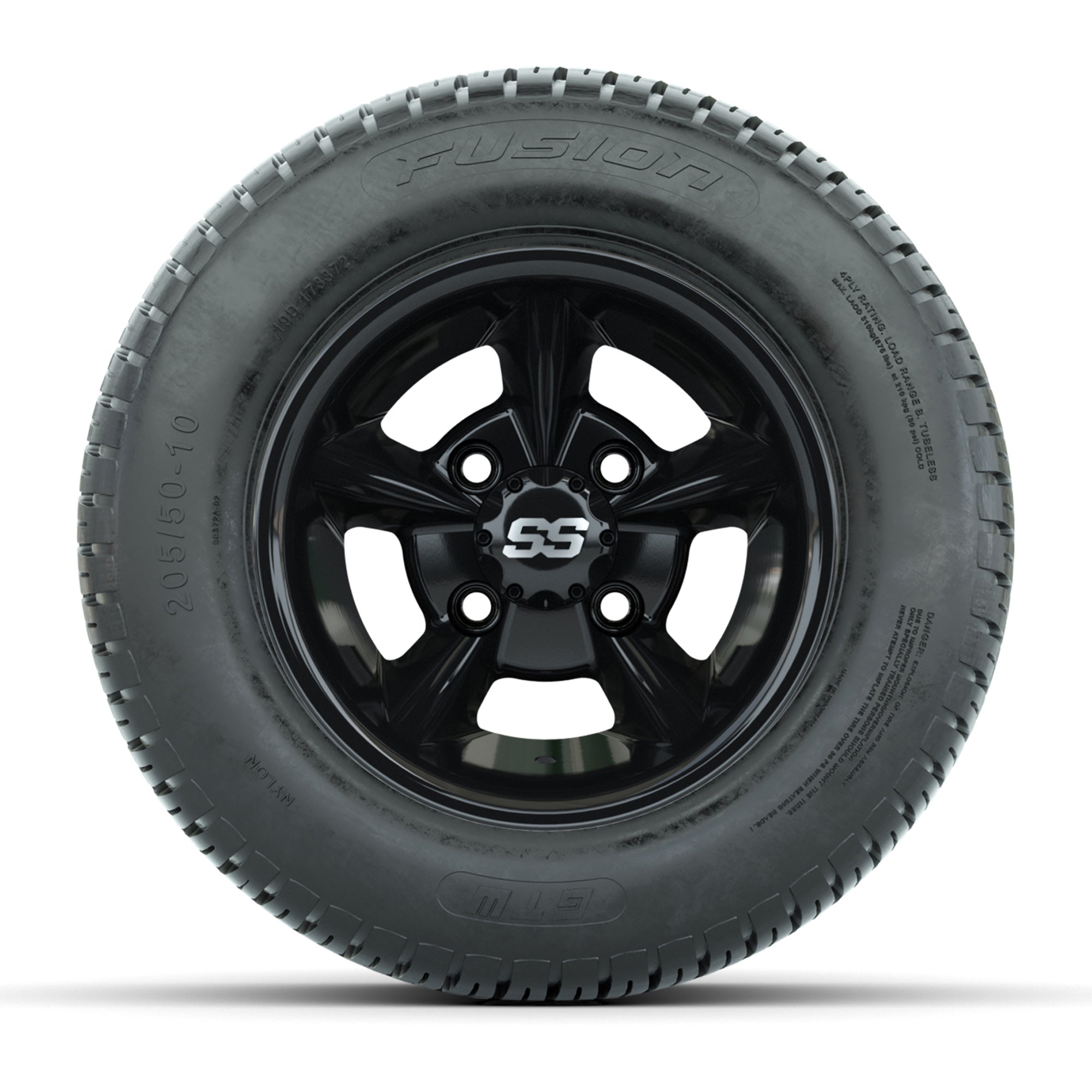 GTW Godfather Black 10 in Wheels with 205/50-10 Fusion Street Tires – Full Set
