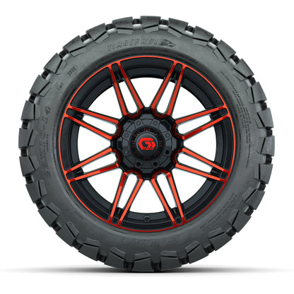 GTW® Stealth Gloss Black/Red 14 in Wheels with 22x10-14 Timb - front view