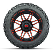 GTW® Stealth Gloss Black/Red 14 in Wheels with 22x10-14 Timb - front view