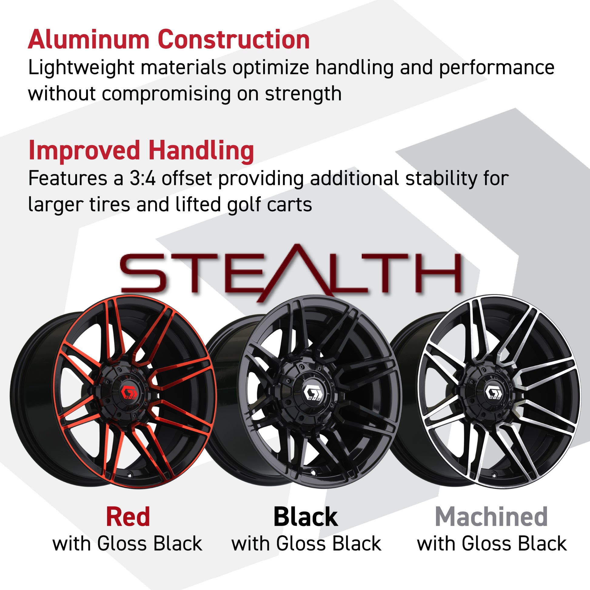 14″ GTW® Stealth Gloss Black with Machined Accents Wheel