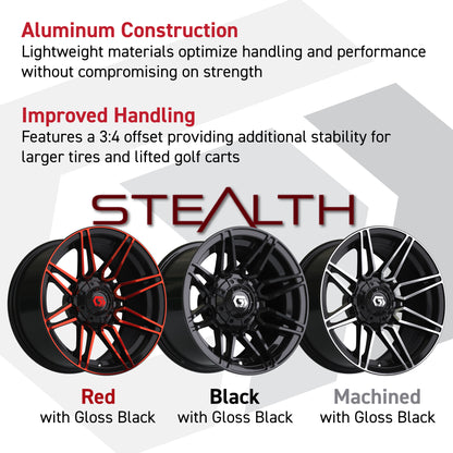 14″ GTW® Stealth Gloss Black with Machined Accents Wheel