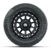 GTW® Barricade Black 14 in Wheels with 255/45-R14 Fusion GTR - front view