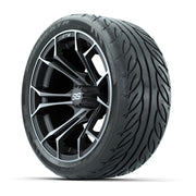 GTW® Spyder Matte Gray/Machined 14 in Wheels with 205/40-R14 - 3/4 view
