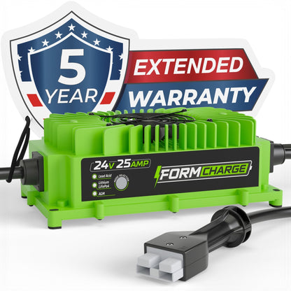 24 Volt Battery Charger for Forklift, Electric Pallet Jack, Floor Scrubber - 24V 25A Lithium, LiFePO4, Lead Acid, AGM