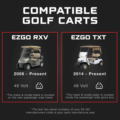 EZGO 48V Golf Cart Charger - RXV & TXT - 48V 15A Lithium, LiFePO4, Lead Acid, AGM