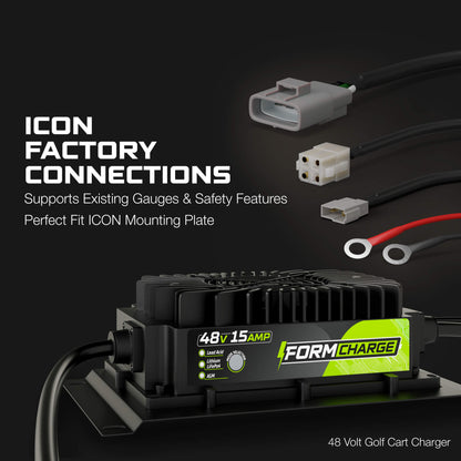 ICON 48 Volt Golf Cart Battery Charger - 48V 15 AMP Lithium, LiFePO4, Lead Acid, AGM