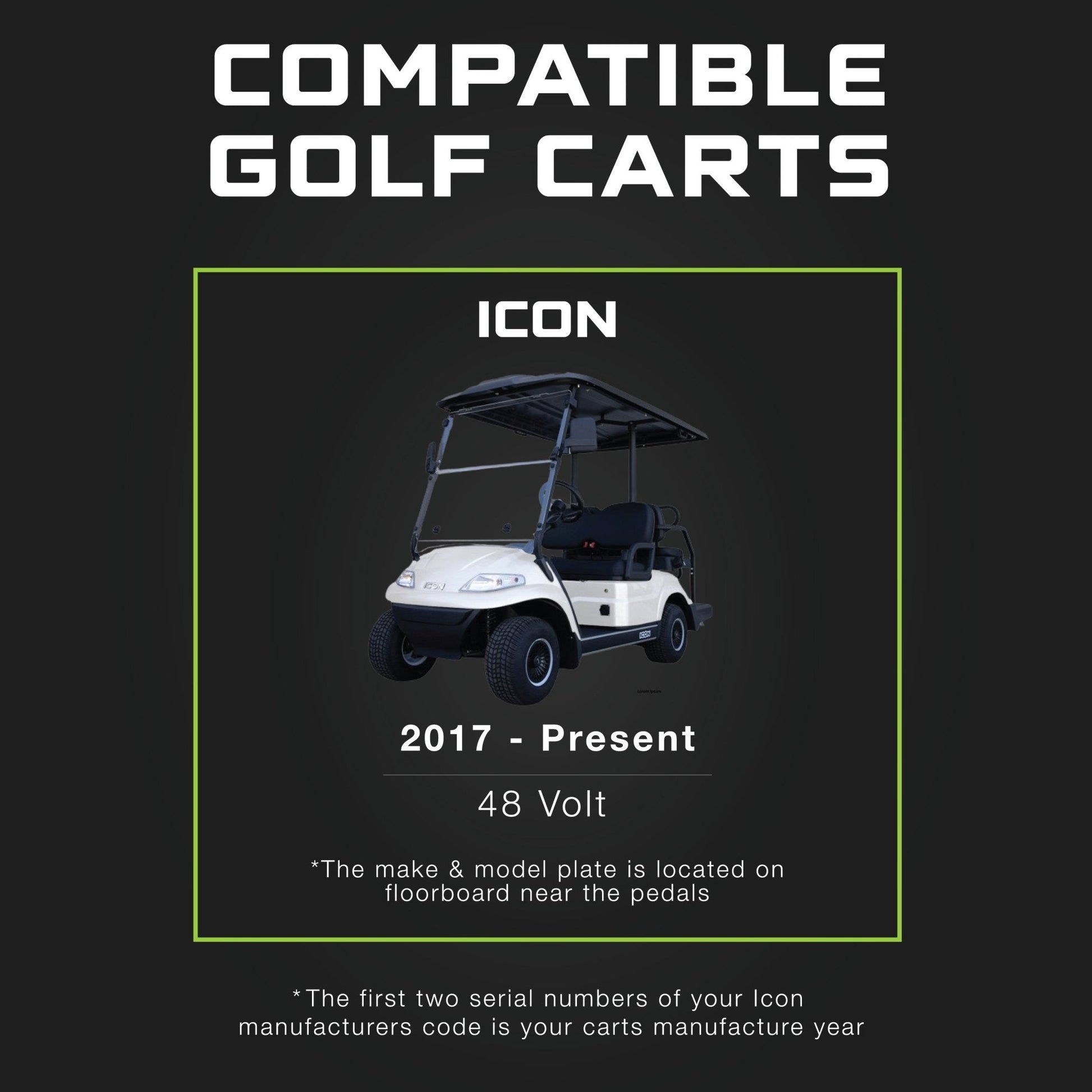 ICON 48 Volt Golf Cart Battery Charger - 48V 15 AMP Lithium, LiFePO4, Lead Acid, AGM