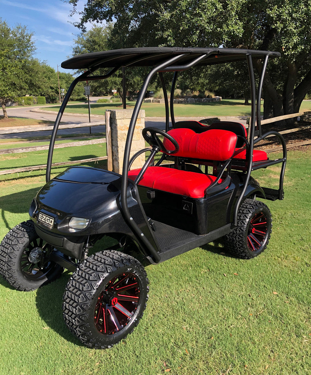 MODZ® 14" Mauler Glossy Black and Red with Ball Mill Wheels & Off-Road Tires Combo (Arisun X-Trail All-Terrain 23x10-14)