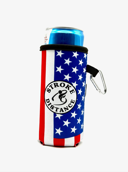 Patriotic Stars and Stripes Beverage Caddie 4 Pack, 3-in-1 Golf Insulator, Removeable Ball Marker, Bag Clip & Tees Combo