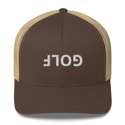Upside Down Golf Trucker Cap - White Logo