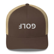 Upside Down Golf Trucker Cap - White Logo