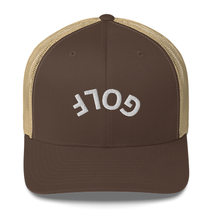 Upside Down Golf Arch Trucker Cap