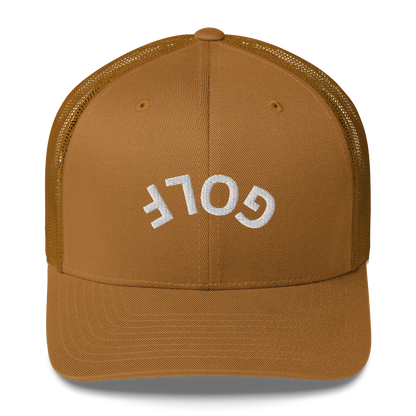 Upside Down Golf Arch Trucker Cap