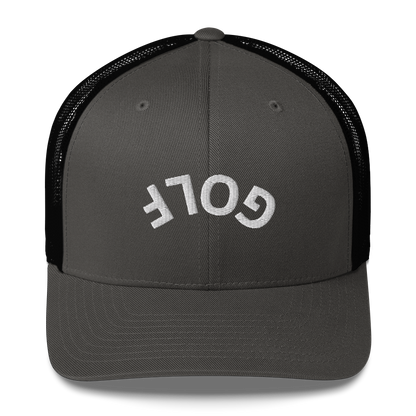 Upside Down Golf Arch Trucker Cap