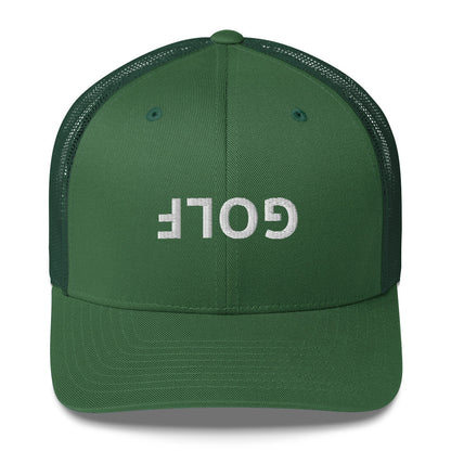 Upside Down Golf Trucker Cap - White Logo