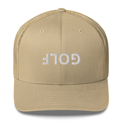 Upside Down Golf Trucker Cap - White Logo
