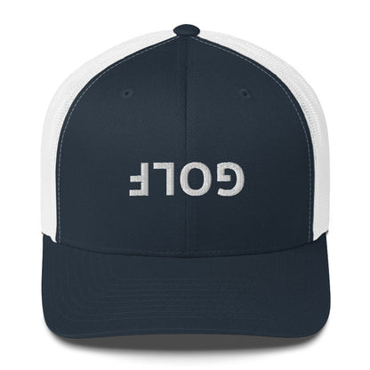 Upside Down Golf Trucker Cap - White Logo
