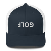 Upside Down Golf Trucker Cap - White Logo