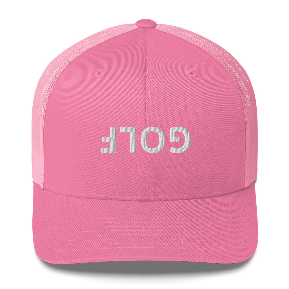 Upside Down Golf Trucker Cap - White Logo