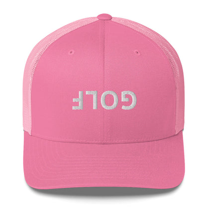 Upside Down Golf Trucker Cap - White Logo