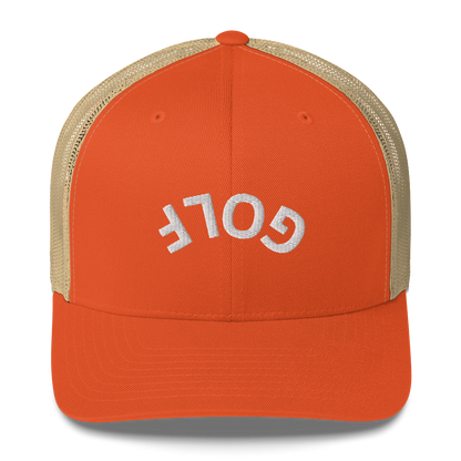 Upside Down Golf Arch Trucker Cap