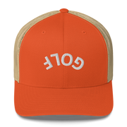 Upside Down Golf Arch Trucker Cap