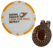 “Swing. Swear. Look for Ball. Repeat.” Golf Ball Marker Poker Chip