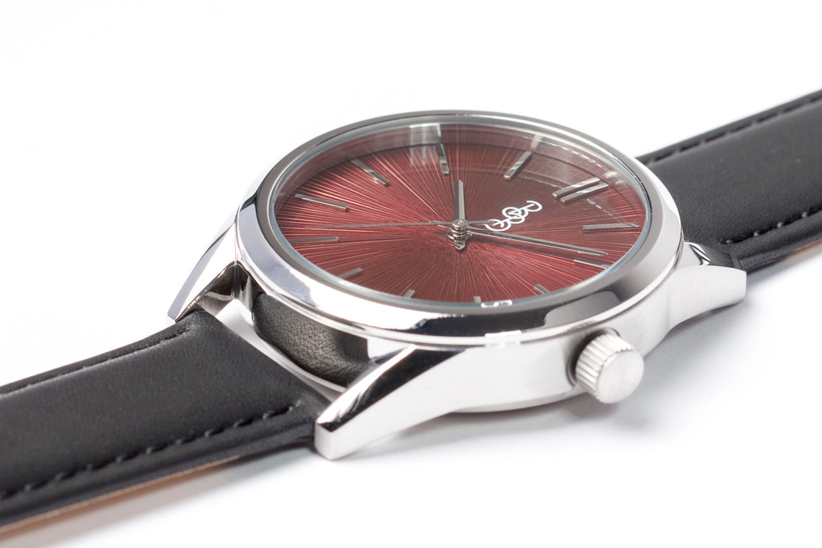 Burgundy Sunburst Watch