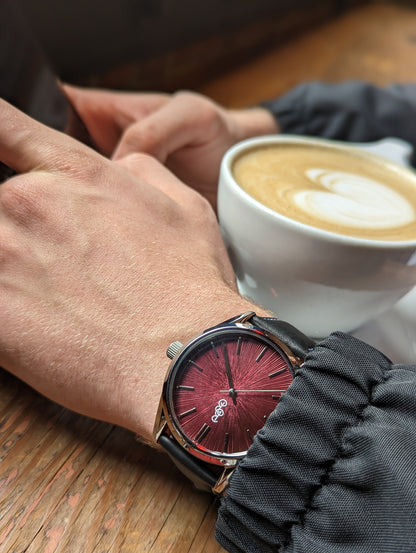 Burgundy Sunburst Watch